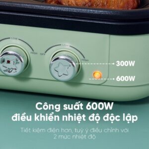 Bếp Lẩu Nướng 2 Ngăn Mini Samono MCG1L với công suất mạnh mẽ