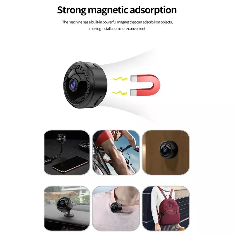 CAMERA MINI WIFI W12 FULLHD 1080P có hấp phụ từ tính mạnh mẽ