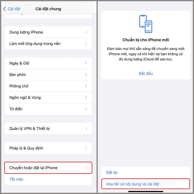 Chọn "Reset" và sau đó chọn "Reset All Settings" trong phần cài đặt.